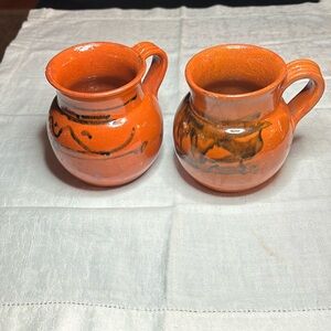 Glazed Hand painted Terracotta Mugs (2)